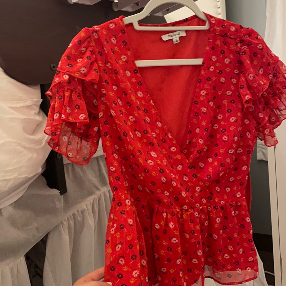 MADEWELL Red floral blouse